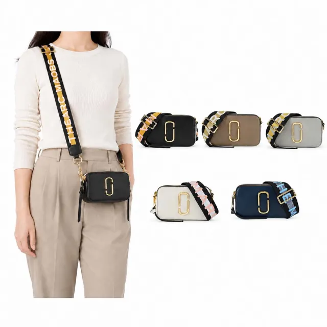 【MARC JACOBS】SNAPSHOT 字母背帶防刮撞色雙層斜背/相機包(多色選)