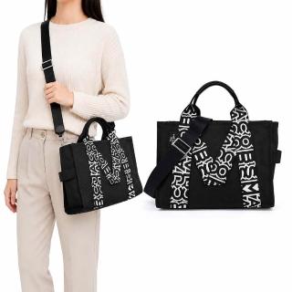 【MARC JACOBS】THE M 帆布拉鍊兩用托特包(中/黑)