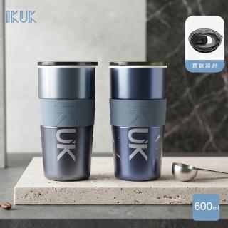 【IKUK 艾可】真陶瓷保溫杯-陶瓷咖啡保溫隨行杯600ml-三層不鏽鋼(咖啡杯/直飲杯/陶瓷保溫瓶)
