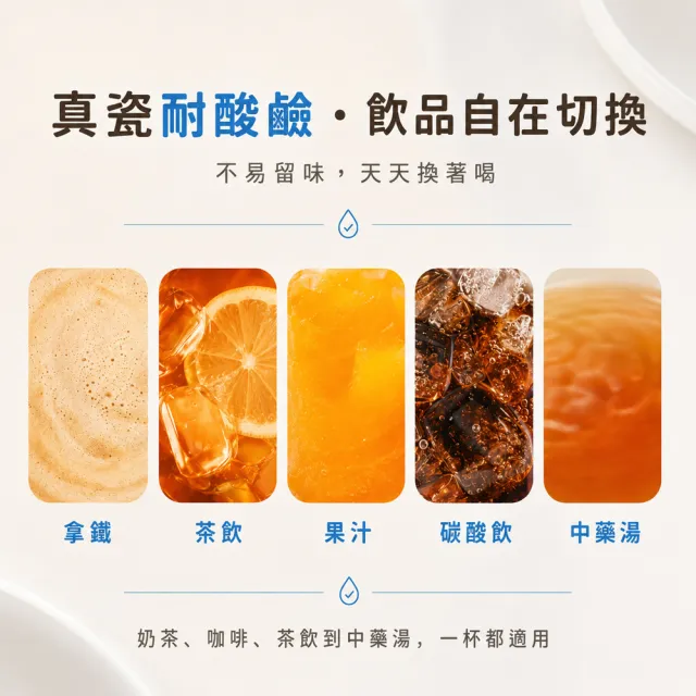 【IKUK 艾可】真陶瓷內膽保溫杯-瓷芯上蓋手把保溫杯500ml(辦公杯/咖啡保溫杯/保溫瓶/父親節禮物)