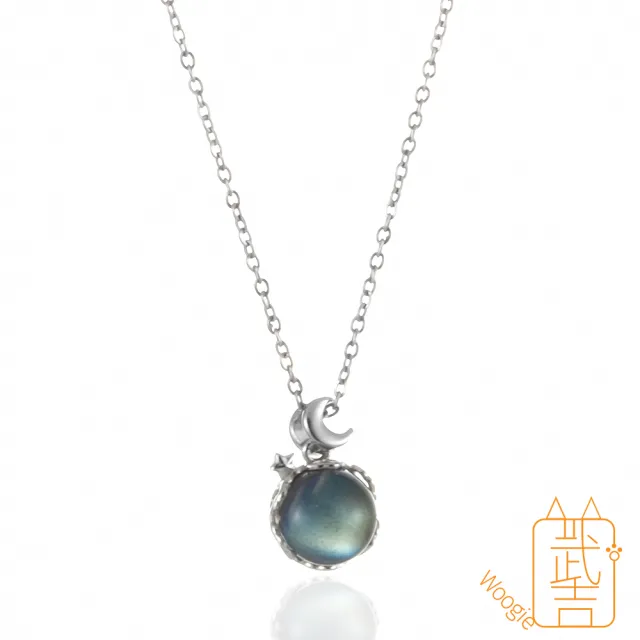 【Woogie武吉珠寶】精品彩光拉長石純銀設計項鍊(星月12x8mm)