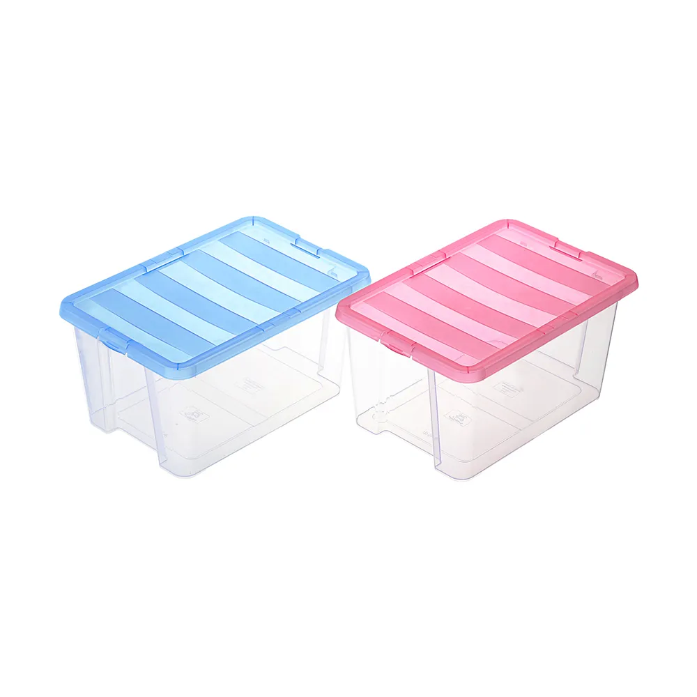 【KEYWAY 聯府】迪德收納盒14L附蓋-12入組合-6藍6紅(整理盒 儲物盒 MIT台灣製造)