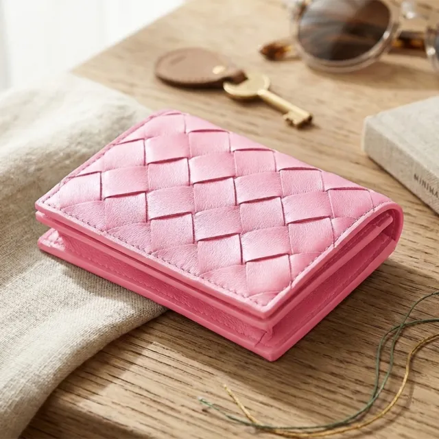 【BOTTEGA VENETA 寶緹嘉】BV BOTTEGA VENETA 小羊皮Intrecciato系列2卡壓釦式名片卡包(多色)