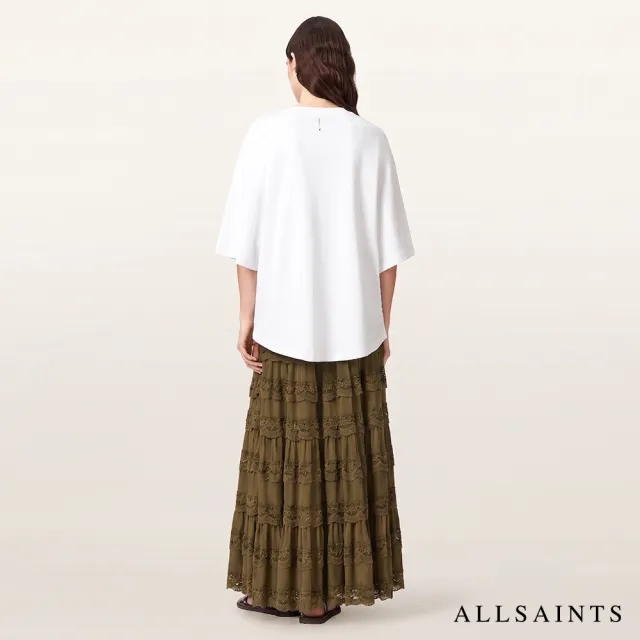 【ALLSAINTS】MAGGIE 多層蕾絲薄紗拼接長裙-軍綠 W100RF(常規版型)