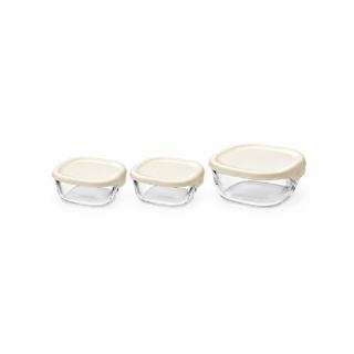 【HARIO】日本製耐熱玻璃保鮮盒3件組 KST-2012-OW (250ml×2＋600ml×1)