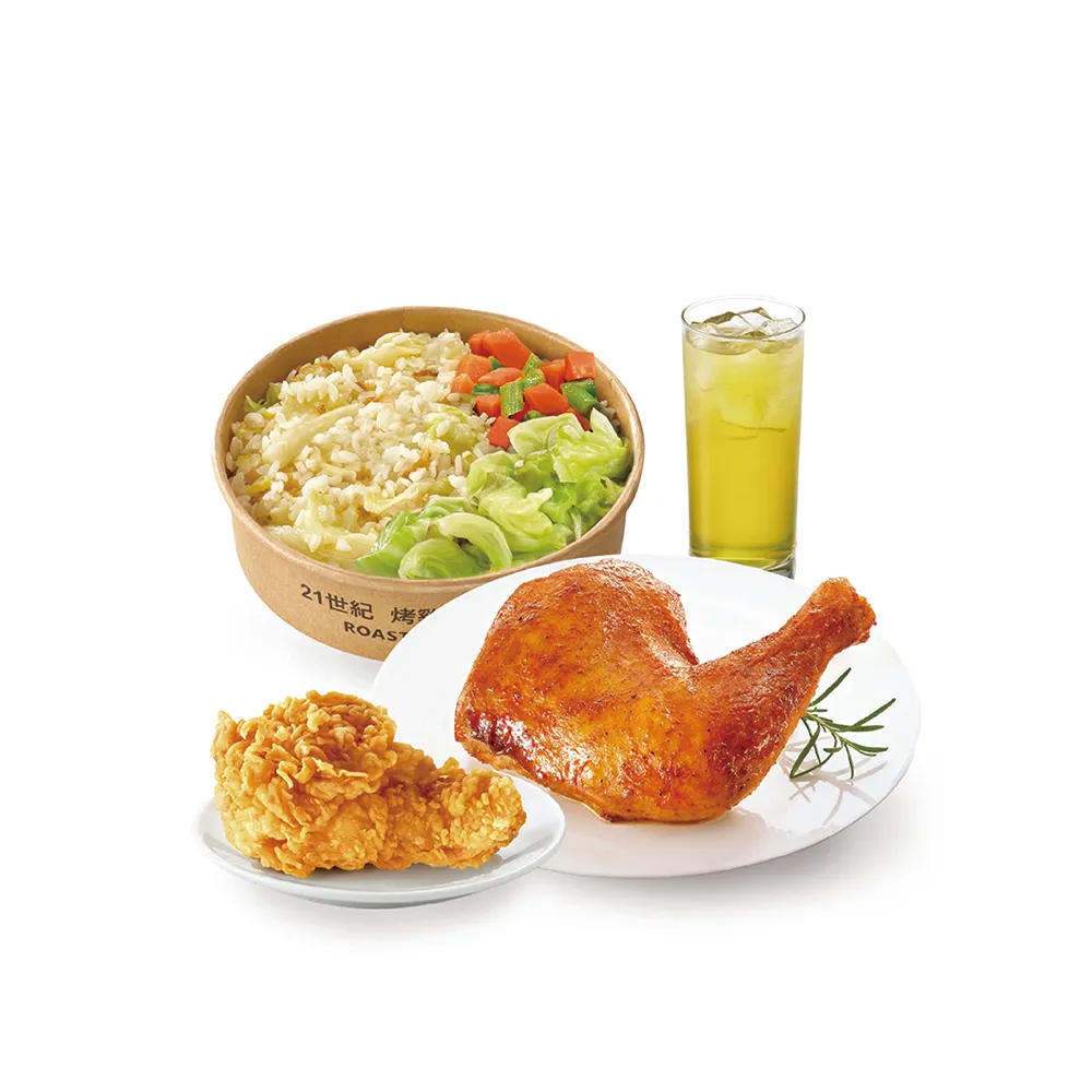 【21 PLUS 風味館】2637 烤雞腿翅小腿時蔬飯個人餐 好禮即享券
