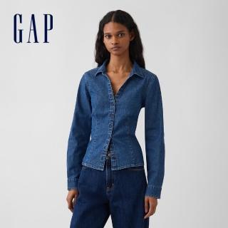 【GAP】修身版牛仔襯衫-中度水洗(913929)