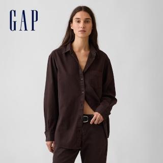 【GAP】寬版牛仔襯衫-咖啡(913919)