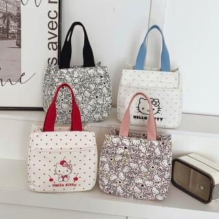 【HELLO KITTY】日系復古甜美風輕便大容量保溫便當袋(手提包/手提袋)