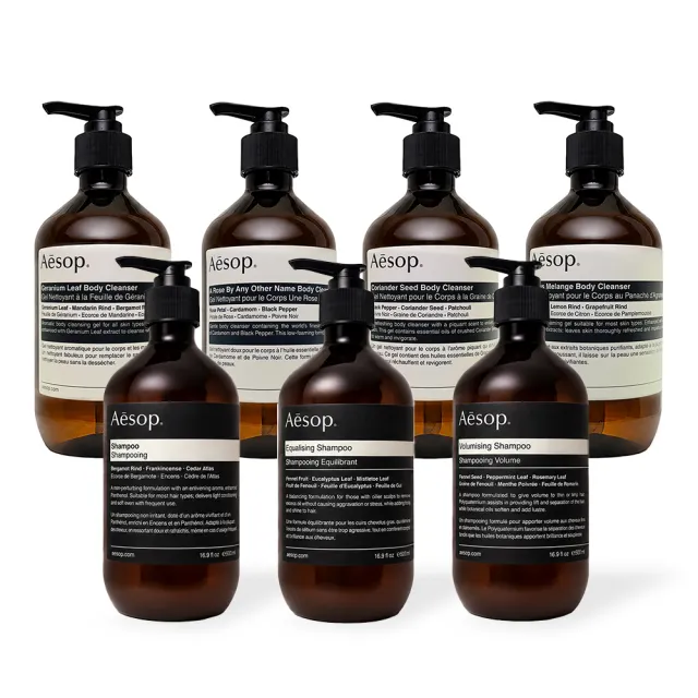 【Aesop】身體潔膚露/洗髮露 500ml 一入(國際航空英文版)(多款任選)