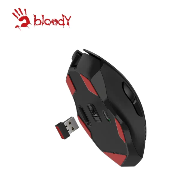 【A4 Bloody 雙飛燕】R80光微動鋰充無線電競滑鼠_鬼臉(已激活/附接收器加贈USB充電線)
