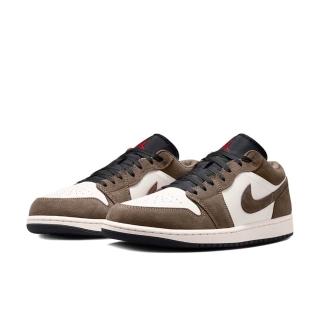 【NIKE 耐吉】Air Jordan 1 Low 麂皮黑摩卡 AJ1 棕色 巧克力 休閒鞋 運動鞋 男鞋 553558-200