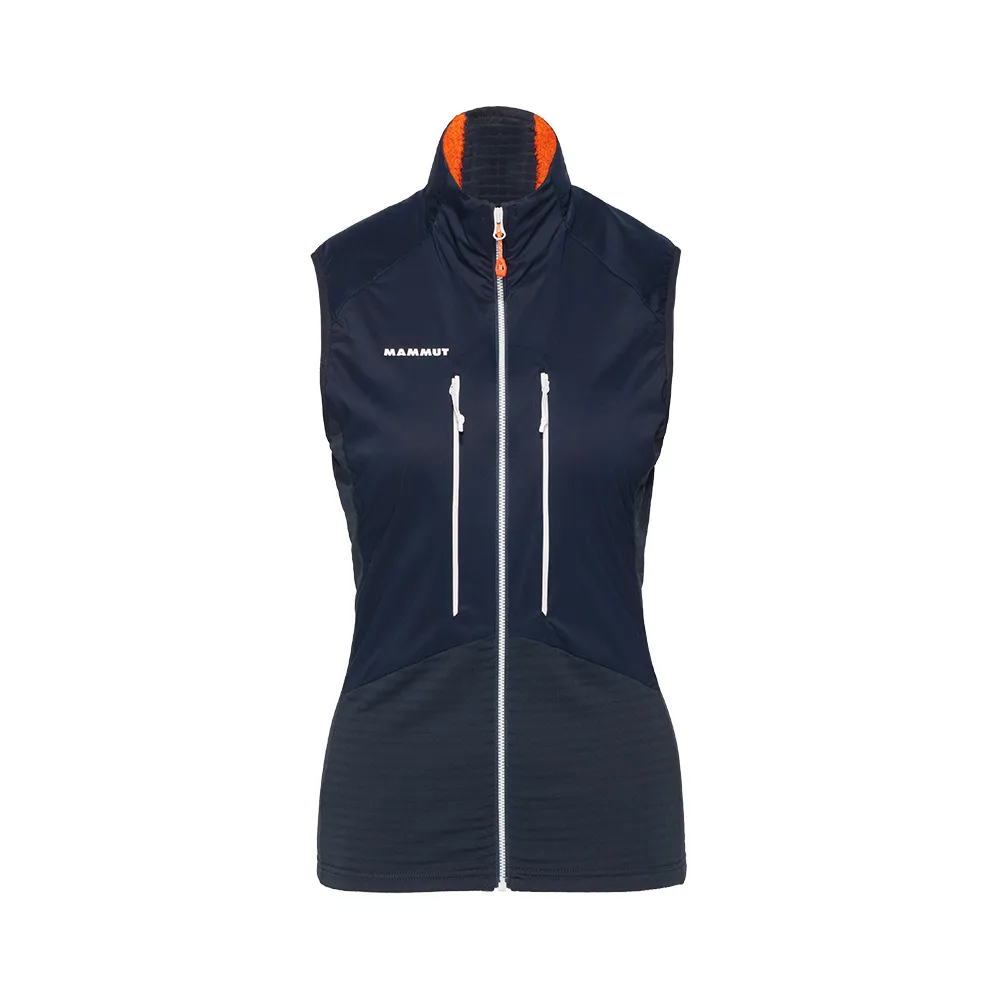 【Mammut 長毛象官方直營】Eiger Nordwand Hybrid Vest 極限艾格防風防潑水中層背心 夜藍 女款 #1014-05650