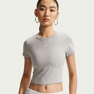 【NIKE 耐吉】短袖上衣 女 緊身 短版 AS W NSW NK CHLL KNT CRP 灰 HF9539-063