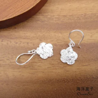 【海洋盒子】細緻銀絲花朵S925純銀垂墜耳環