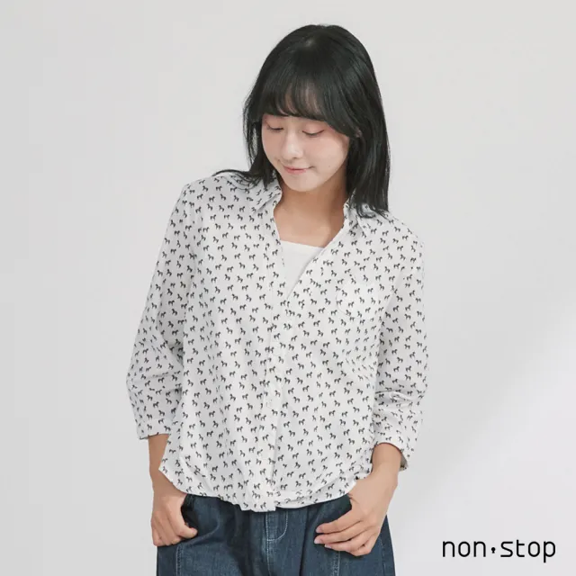 【non-stop】小馬滿滿印花抓摺襯衫-2色