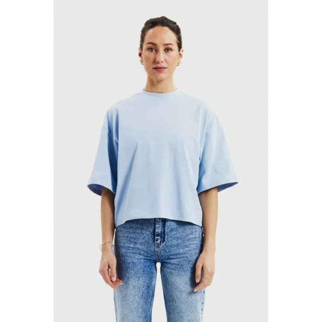 【Bread & Boxers】Heavy T shirt 女款 率性寬版純棉T恤 - 晴空藍