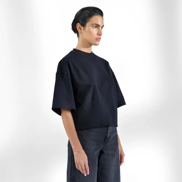 【Bread & Boxers】Heavy T shirt 女款 率性寬版純棉T恤 - 黑