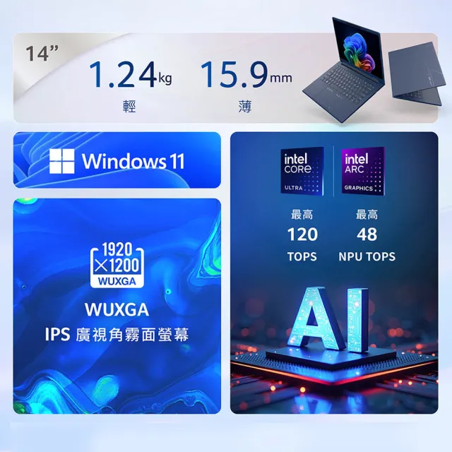 【Acer 】65W快充組★14吋Ultra 7 Copilot+輕薄AI筆電(Swift Go/SFG14-75-766J/Ultra7-258V/32G/512G/W11)