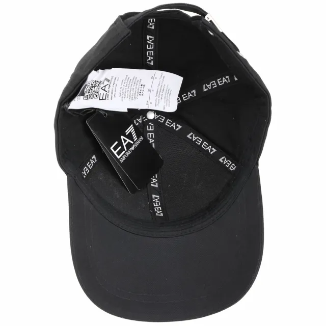 【EMPORIO ARMANI】EA7 男女共用 老鷹字母徽標貼印帆布棒球帽(金字/黑)