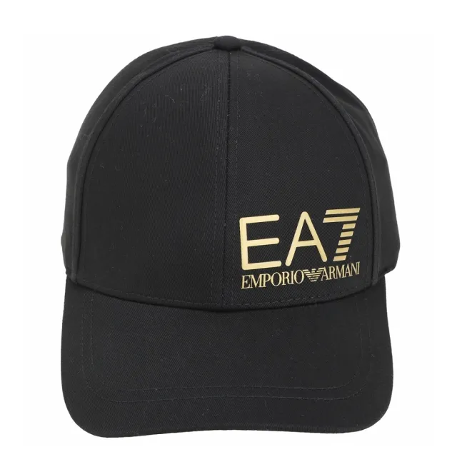 【EMPORIO ARMANI】EA7 男女共用 老鷹字母徽標貼印帆布棒球帽(金字/黑)