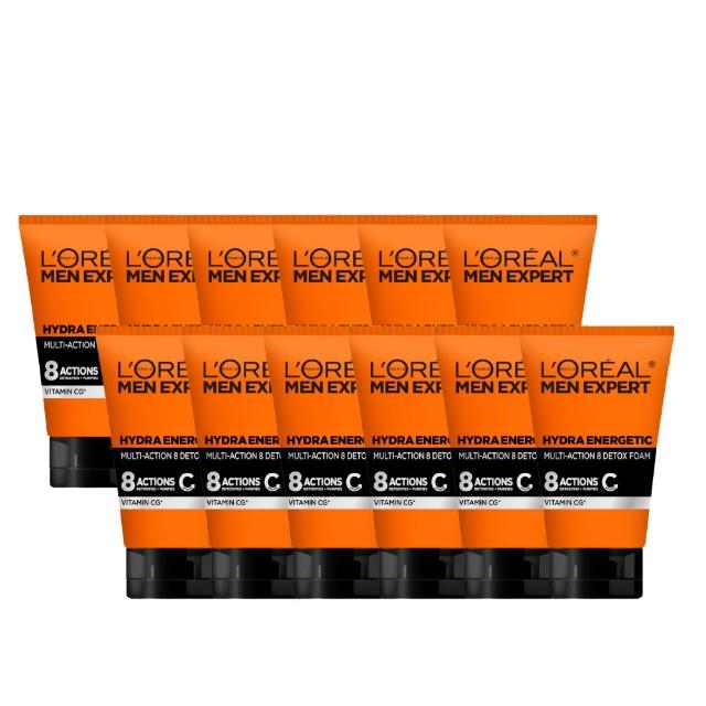 【L’OREAL Paris 巴黎萊雅】8效勁能深層洗面乳100ml_箱購12入(男仕洗面乳/控油)