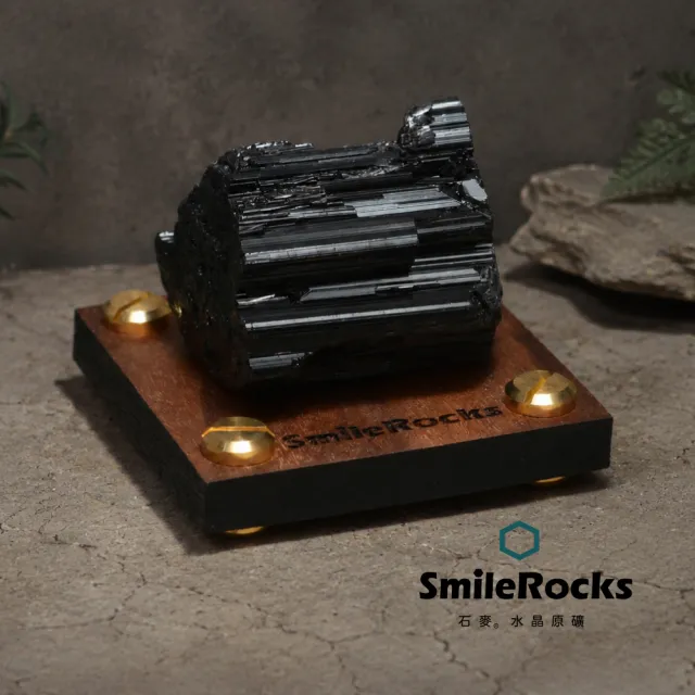 【SmileRocks 石麥】石麥水晶原礦 黑碧璽原礦 SmilePAD 6X6cm 2000優購 No.62613260828