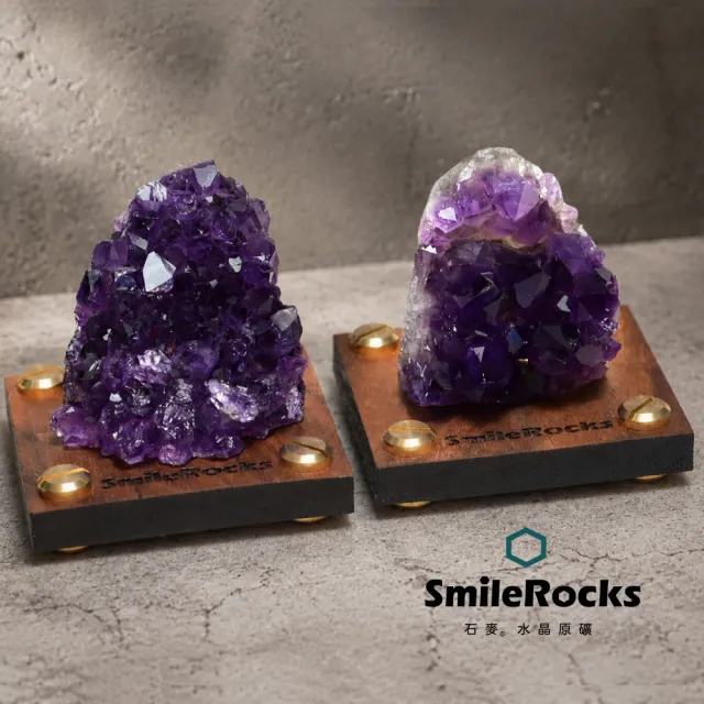 【SmileRocks 石麥】石麥水晶原礦 紫水晶原礦 SmilePAD 6X6cm 2000優購 No.62625260822
