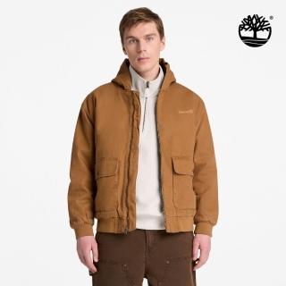 【Timberland】男款深小麥色寬版保暖帆布飛行外套(A27W6EH2)