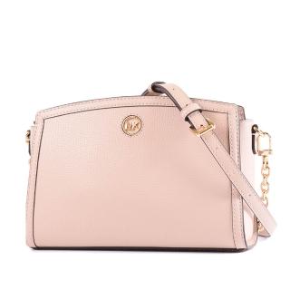 【Michael Kors】專櫃款 Chantal 鵝卵石紋拉鍊斜背包-霧粉