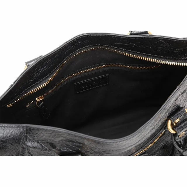 【Balenciaga 巴黎世家】Le City 小型 Arena揉製羊皮金扣手提/斜背機車包(黑色 兩用包 肩背包)