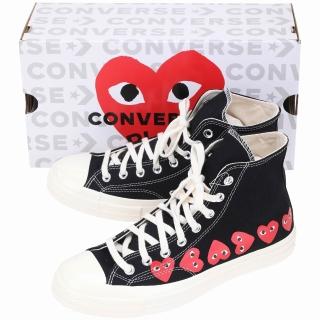 【Comme Des Garcons CDG】川久保玲 PLAY x Converse聯名 大眼愛心黑色高筒帆布休閒鞋(男女通用)