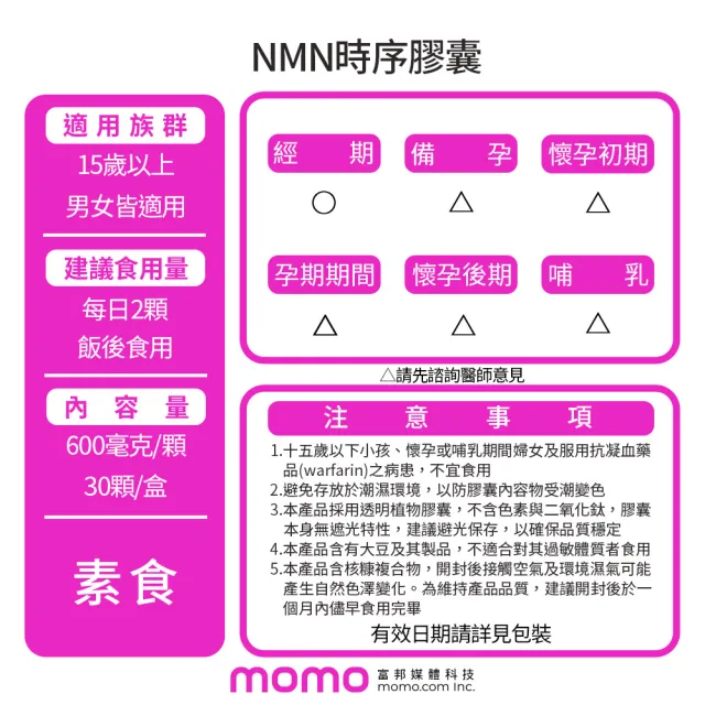 【荃贏全美】NMN時序膠囊(30顆/盒)