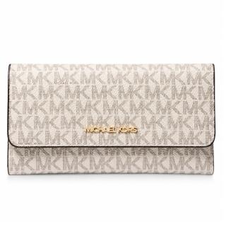 【Michael Kors】MK JET SET TRAVEL防刮皮革掀蓋式三折長夾(多色任選)