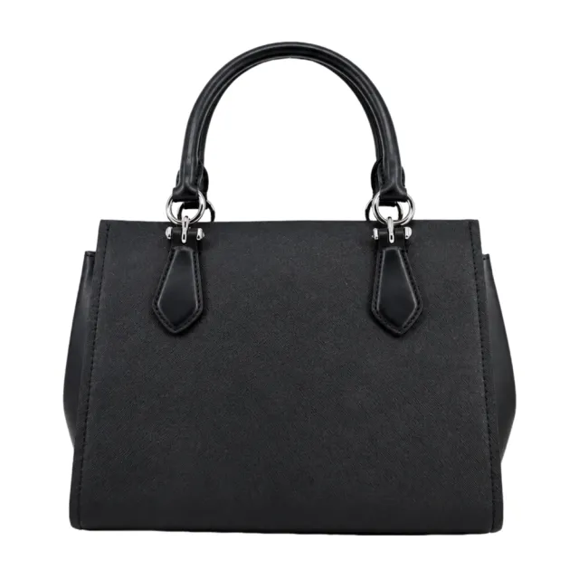【Michael Kors】MARILYN 素面防刮皮革手提/斜背兩用包-中/黑