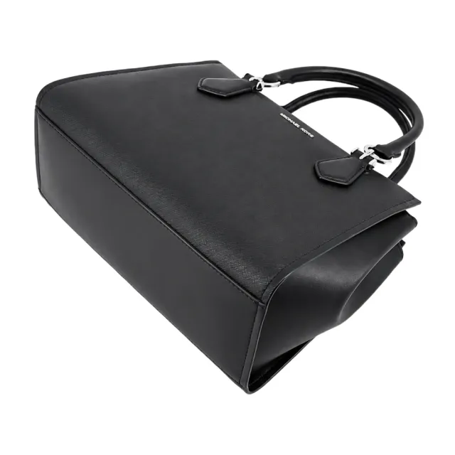 【Michael Kors】MARILYN 素面防刮皮革手提/斜背兩用包-中/黑