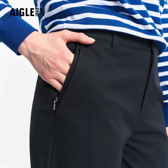 【AIGLE】女 防潑長褲｜AG-5A268A100 黑色 (女長褲 防潑長褲 休閒長褲 機能褲 機能長褲)
