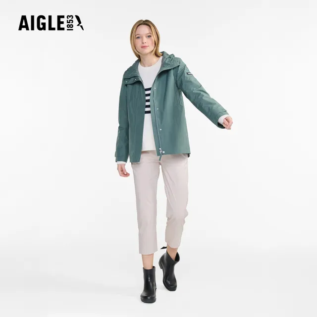【AIGLE】女 GORE-TEX 防水透氣外套｜AG-FBF75A117 灰綠(女外套 防水透氣外套 防風外套 Goretex)