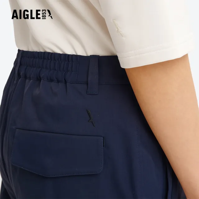 【AIGLE】女 抗UV防潑九分褲｜AG-5A269A057 深藍(女褲 防曬 抗UV 防潑水褲 機能褲 休閒褲 九分褲)