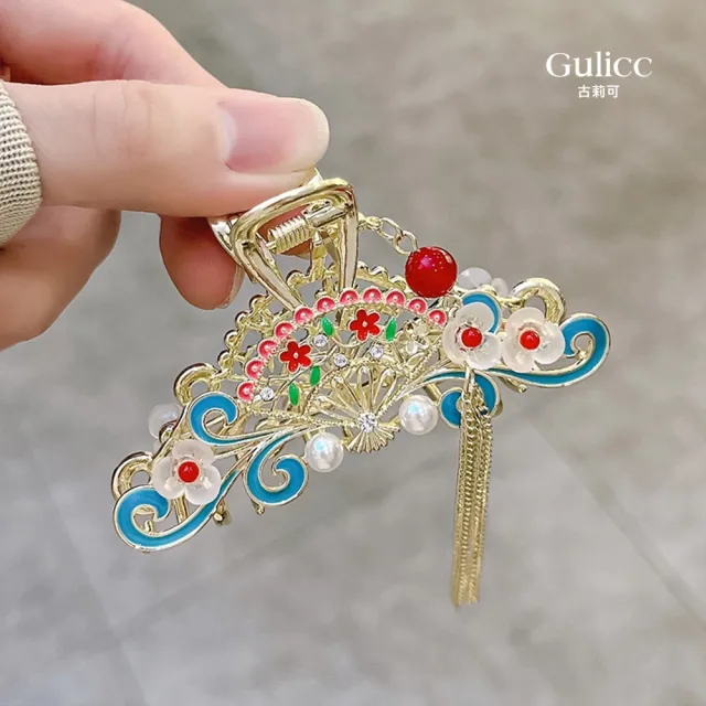 【Gulicc 古莉可】髮夾 中國風 珍珠流蘇 古典抓夾(99購物節 生日 髮飾 頭飾 鯊魚夾 抓夾 禮物)