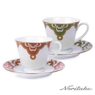 【NORITAKE】彩韻四葉草-咖啡對杯(綠色/橘色 任選)(精緻禮盒)