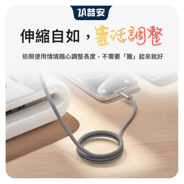 【ZA 喆安】Type-C to Type-C磁吸編織充電線1m(適用蘋果iPhone17/16/MacBook/iPad手機快充線)