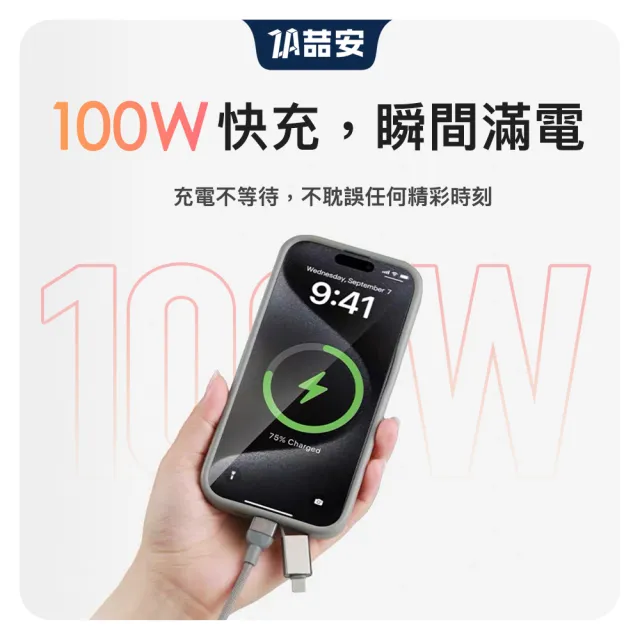【ZA 喆安】四合一 Type-C to Type-C磁吸編織充電線1m(適用蘋果iPhone17/16/15/MacBook手機快充線)