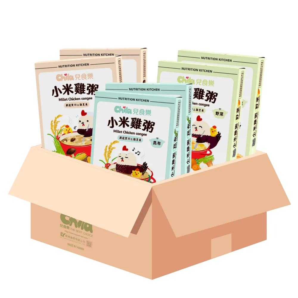 【Chila 兒食樂】小米雞粥-6盒組│150gx12包(雞湯粥／寶寶粥／副食品／野菜／香菇／昆布)