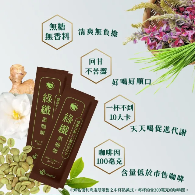【JoyHui 佳悅】綠纖EX代謝黑咖啡3盒(共30包、配方升級葛花+小麥若葉、綠茶咖啡)