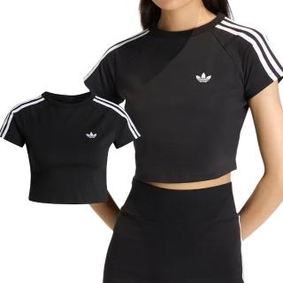 【adidas 愛迪達】Adidas Sst Baby Tee 女款 黑色 三葉草 短版 緊身 運動 休閒 短袖 KG3700