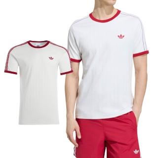 【adidas 愛迪達】Adidas 3S Tee Str 男款 白紅色 三葉草 修身 T恤 運動 休閒 短袖 KS7449