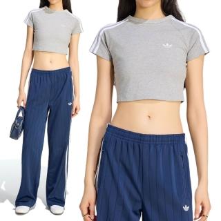 【adidas 愛迪達】Adidas Sst Baby Tee 女款 灰色 三葉草 短版 緊身 運動 休閒 短袖 KS4705