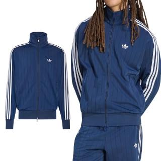 【adidas 愛迪達】Adidas Firebird Tt Dn 男款 藍色 三葉草 立領 拉鍊 夾克 外套 KE4128