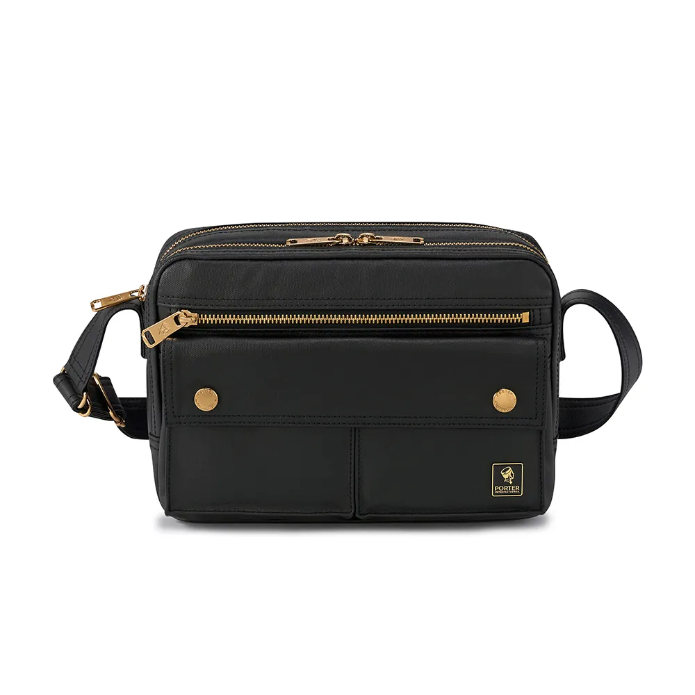 【PORTER INTERNATIONAL】復古品味MORI雙層斜背包-S(黑)